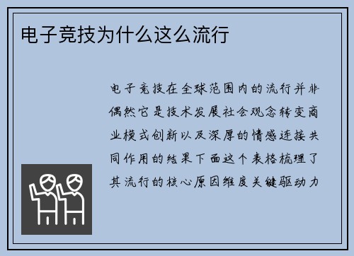 电子竞技为什么这么流行